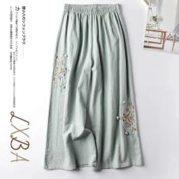 Women Casual Straight Pants Cotton Blended Female Trousers 2025 Flower Embroidery Loose Wide Leg Pants For Women Pantalon Femme