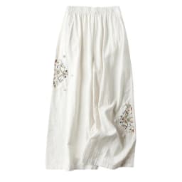 Women Casual Straight Pants Cotton Blended Female Trousers 2025 Flower Embroidery Loose Wide Leg Pants For Women Pantalon Femme