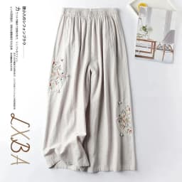 Women Casual Straight Pants Cotton Blended Female Trousers 2025 Flower Embroidery Loose Wide Leg Pants For Women Pantalon Femme