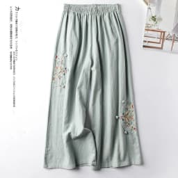 Women Casual Straight Pants Cotton Blended Female Trousers 2025 Flower Embroidery Loose Wide Leg Pants For Women Pantalon Femme