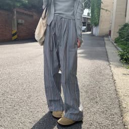 100% Cotton Casual Homewear Striped Trousers Women 2026 New Korean Summer Drawstring Elastic Waist Loose Pant Sleeping Pants