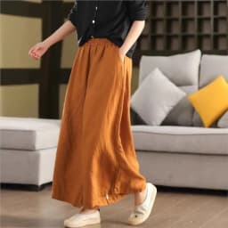 Johnature Women Vintage Linen Wide Leg Pants Elastic Waist Solid Color Trousers 2025 Spring New Loose Casual Female Long Pants