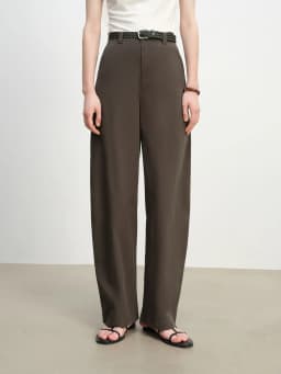 ZIQIAO 2025 Summer Women's Tencel High-Waisted Trousers - Curved Hem & Fluid Slimming Silhouette Pants 25ZQ92308
