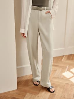 ZIQIAO 2025 Summer Women's Tencel High-Waisted Trousers - Curved Hem & Fluid Slimming Silhouette Pants 25ZQ92308