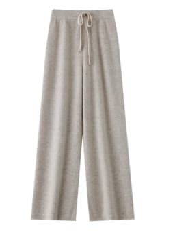 Women 100% Merino Wool Knitted Pants Elastic Waist Autumn Winter Wide Leg Trousers Casual Versatile Cashmere Korean Style Pants
