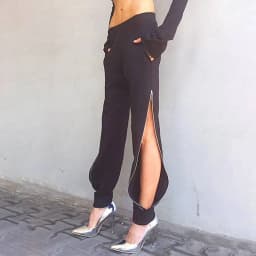 BKLD 2026 Women Harem Pants Women Black Casual High Waist Pants Side Zipper Open Loose Trousers Femme Summer Clothing Women