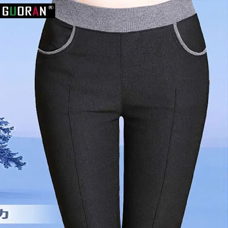 clothe 6XL 2022 Winter warm women office work pants High stretch waist cotton ladies pencil pants female High Waist trousers