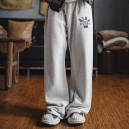 Maden Women’s Wide Leg Sweatpants Straight Fit Rolled Hem Elastic Waist Sports pants Casual Pants for Autumn and spring
