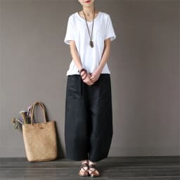 Johnature 2025 Wide Leg Loose Women Pants Big Pockets Cotton Linen Ankle-length Casual Loose Trouser