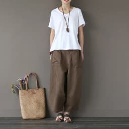 Johnature 2025 Wide Leg Loose Women Pants Big Pockets Cotton Linen Ankle-length Casual Loose Trouser