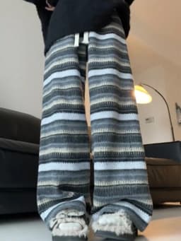 Harajuku Contrast Color Stripe Wide Leg Trousers Casual Y2k Aesthetic Women Straight Pants Vintage Grunge Loose Pantalon Femme