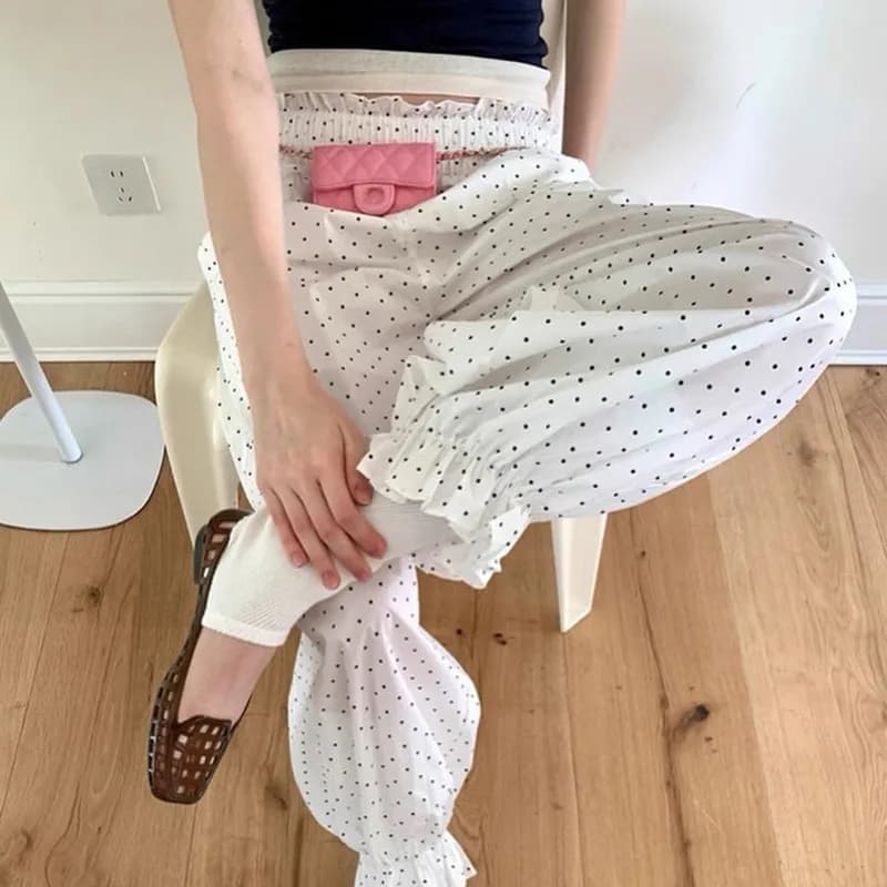 Y2K Balloon Pants Women Pleated Wide Leg Long Bloomers Baggy Barrel Pants Cute Preppy Lantern Trousers Vintage Streetwear