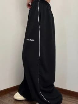 High Waist Straight Leg Pants Loose Fit Slimming Trousers Casual High Waist Polyester Fabric Ladies Straight Trousers