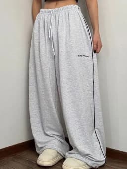 High Waist Straight Leg Pants Loose Fit Slimming Trousers Casual High Waist Polyester Fabric Ladies Straight Trousers
