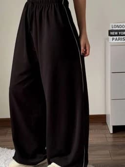 High Waist Straight Leg Pants Loose Fit Slimming Trousers Casual High Waist Polyester Fabric Ladies Straight Trousers