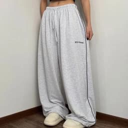 High Waist Straight Leg Pants Loose Fit Slimming Trousers Casual High Waist Polyester Fabric Ladies Straight Trousers