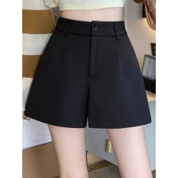 High Waist A-Line Suit Shorts Women's Black Casual Spring Summer Wide Leg American Style Outdoor Hot Pants Polyester Fiber