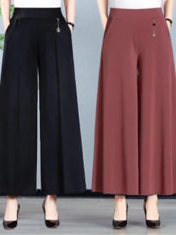 High Waist Wide Leg Pants for Mom Summer New Dra Women Middle-Aged Skirt Pants Large Foot Wide Leg Pants Casual Trousers