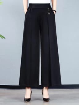 High Waist Wide Leg Pants for Mom Summer New Dra Women Middle-Aged Skirt Pants Large Foot Wide Leg Pants Casual Trousers