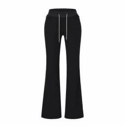 Slimming High Waist Flared Pants Women's Casual Trousers Sporty Drawstring Sweatpants Floor-Length Casual Pants
