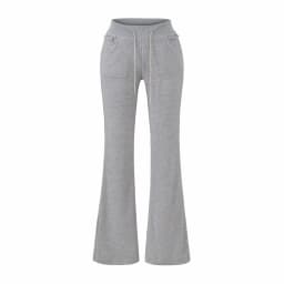 Slimming High Waist Flared Pants Women's Casual Trousers Sporty Drawstring Sweatpants Floor-Length Casual Pants