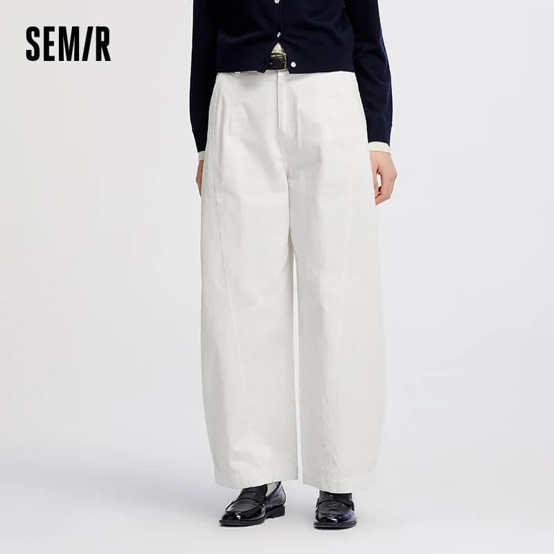Semir Pants Women Distressed Loose Trousers 2025 New Autumn Brushed Split Curved Hem Casual