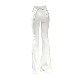 2025 Bow Detail Flare Jeans Women Sexy Retro High Waist Bootcut Pants Slim Fit White Denim Trousers for Girls Korean Y2k Clothes