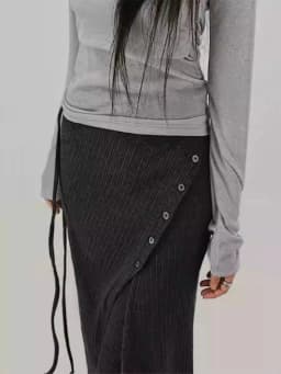 2025 Bottoms Women Fashion Street Design Thread Knitted Casual Buckle Split Tie Half body Skirt Pants Two Piece Set Y2k Pants