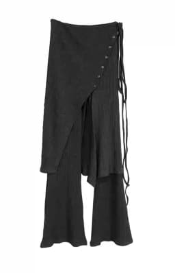 2025 Bottoms Women Fashion Street Design Thread Knitted Casual Buckle Split Tie Half body Skirt Pants Two Piece Set Y2k Pants