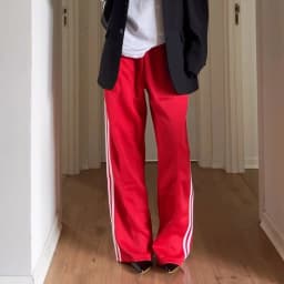 Puloru Women's Striped Sweatpants Elastic Waist Loose Fit Straight Leg Casual Long Trousers with Pockets for Streetwear
