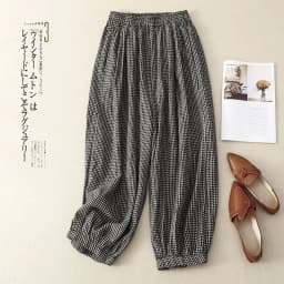Cotton Linen Pants for Women Plaid Loose Casual Vintage Summer Thin New Korean Style Literary Elastic Waisted Harem Pants Women