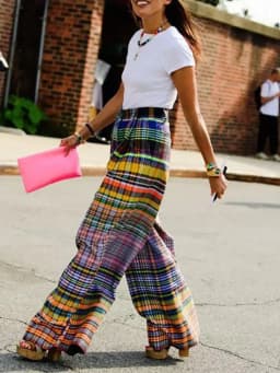 UOOZEE 2025 New Women Vintage Plaid High Waist Wide Leg Pants Spring Summer Loose Casual Going Out Trendy Trousers Bottoms
