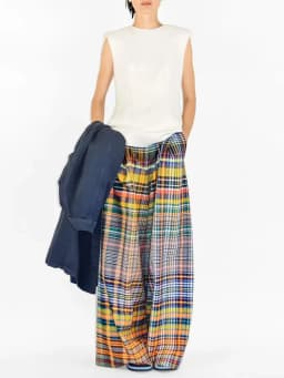 UOOZEE 2025 New Women Vintage Plaid High Waist Wide Leg Pants Spring Summer Loose Casual Going Out Trendy Trousers Bottoms