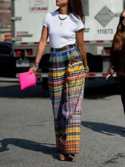UOOZEE 2025 New Women Vintage Plaid High Waist Wide Leg Pants Spring Summer Loose Casual Going Out Trendy Trousers Bottoms