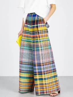 UOOZEE 2025 New Women Vintage Plaid High Waist Wide Leg Pants Spring Summer Loose Casual Going Out Trendy Trousers Bottoms