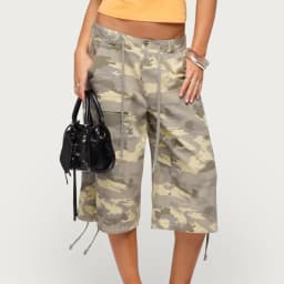 Casual Camouflage Workwear Shorts Women's Loose Fit Seven-Foot Jeans Denim Pants with Pockets Street Style Summer 2025