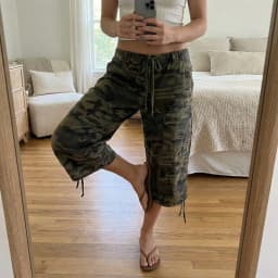 Casual Camouflage Workwear Shorts Women's Loose Fit Seven-Foot Jeans Denim Pants with Pockets Street Style Summer 2025