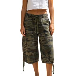 Casual Camouflage Workwear Shorts Women's Loose Fit Seven-Foot Jeans Denim Pants with Pockets Street Style Summer 2025