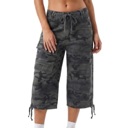 Casual Camouflage Workwear Shorts Women's Loose Fit Seven-Foot Jeans Denim Pants with Pockets Street Style Summer 2025