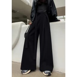 MEXZT Woolen Wide Leg Pants Women Fashion Lace Up Black Baggy Suit Pants Winter Streetwear Korean Casual Straight Trousers New