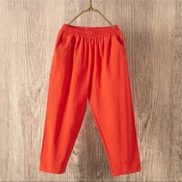 Womens Cotton Linen Cropped Pants Loose Fit Wide Leg Capri Casual Plus Size Elastic Waist Trousers Capris