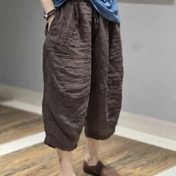 High Waist Cotton Linen Seven-Foot Pants Women Summer Large Size Loose Casual Versatile Thin Middle-Length Harlan Pants