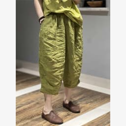 High Waist Cotton Linen Seven-Foot Pants Women Summer Large Size Loose Casual Versatile Thin Middle-Length Harlan Pants