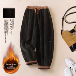 Thickened Corduroy Harlan Pants Women's High Waist Drawstring Casual Trousers Autumn Winter Slimming Small Foot Pants