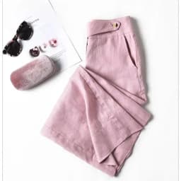High Waist Cotton Linen Wide Leg Casual Pants Loose Women's Trousers Autumn Season Commute Style Asymmetric Design Long Pants