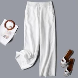 High Waist Cotton Linen Wide Leg Casual Pants Loose Women's Trousers Autumn Season Commute Style Asymmetric Design Long Pants