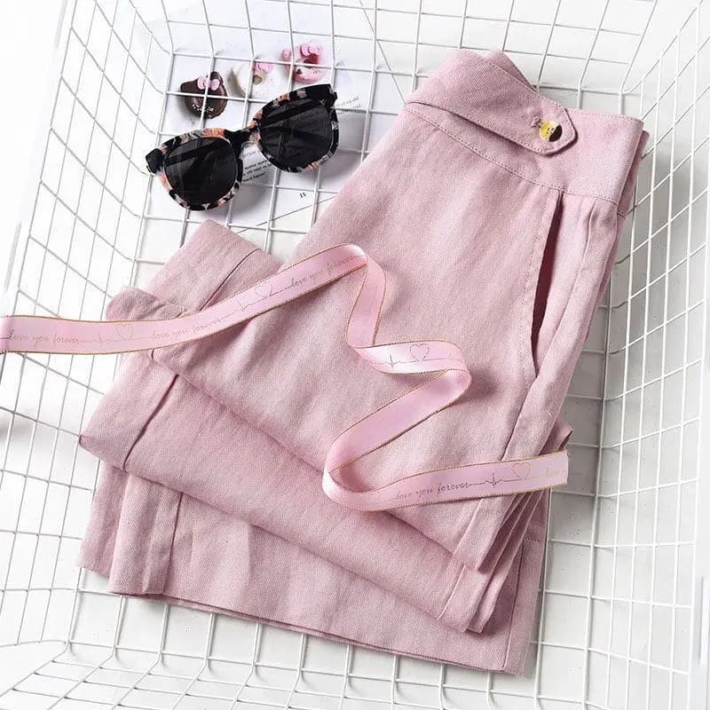 High Waist Cotton Linen Wide Leg Casual Pants Loose Women's Trousers Autumn Season Commute Style Asymmetric Design Long Pants