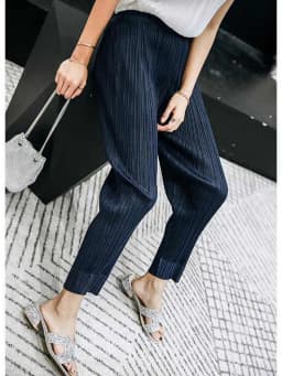 2025 New Folded Straight Leg Pants Grey Slimming Paper Figure Japanese Style Split Nine Points Women's Pencil Thin Leggings