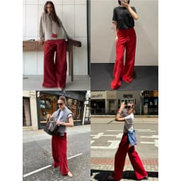 Retro Red Mid-Waist Wide-Leg Straight Corduroy Long Pants For Women Autumn Winter