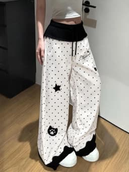 Kawaii Women Casual Pants Harajuku Cartoon Print Y2K Subculture Chic Loose Trousers Street Bottoms for Hot Girls Daily Outfit